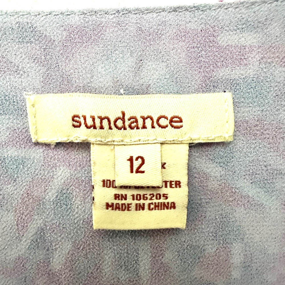 Sundance Silk Chiffon Faux Wrap Dress Kaleidoscope Purple Pink Geometric lined - Picture 3 of 10